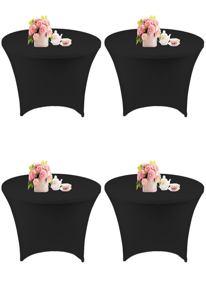 Fivenl 4 Pack 5FT Round Spandex Tablecloth, 60 Inch Black, Stretchable Table Cover, Washable and Wrinkle Resistant, Fitted Round Table for Wedding, Banquet, Birthday, Party, Restaurant - Image 1
